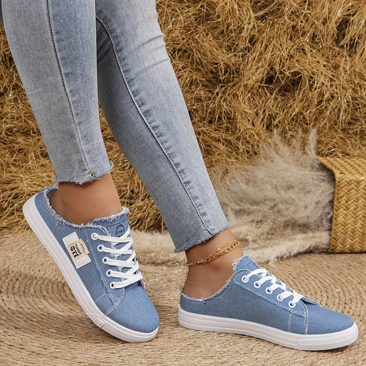 Women's Slip-On Skate Shoes with Breathable Fabric and Non-Slip Sole