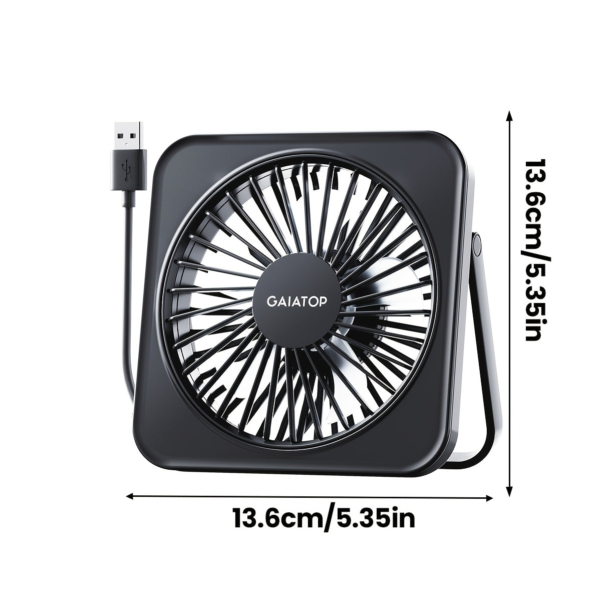 Compact 13.97cm Black Desktop Fan USB Powered Silent 3-Speed Adjustable