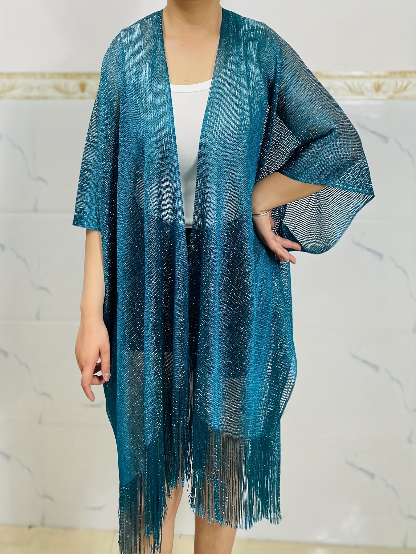 Plus-Size Women's Lightweight Batwing Scarf Shawl Semi-Sheer Cover-Up