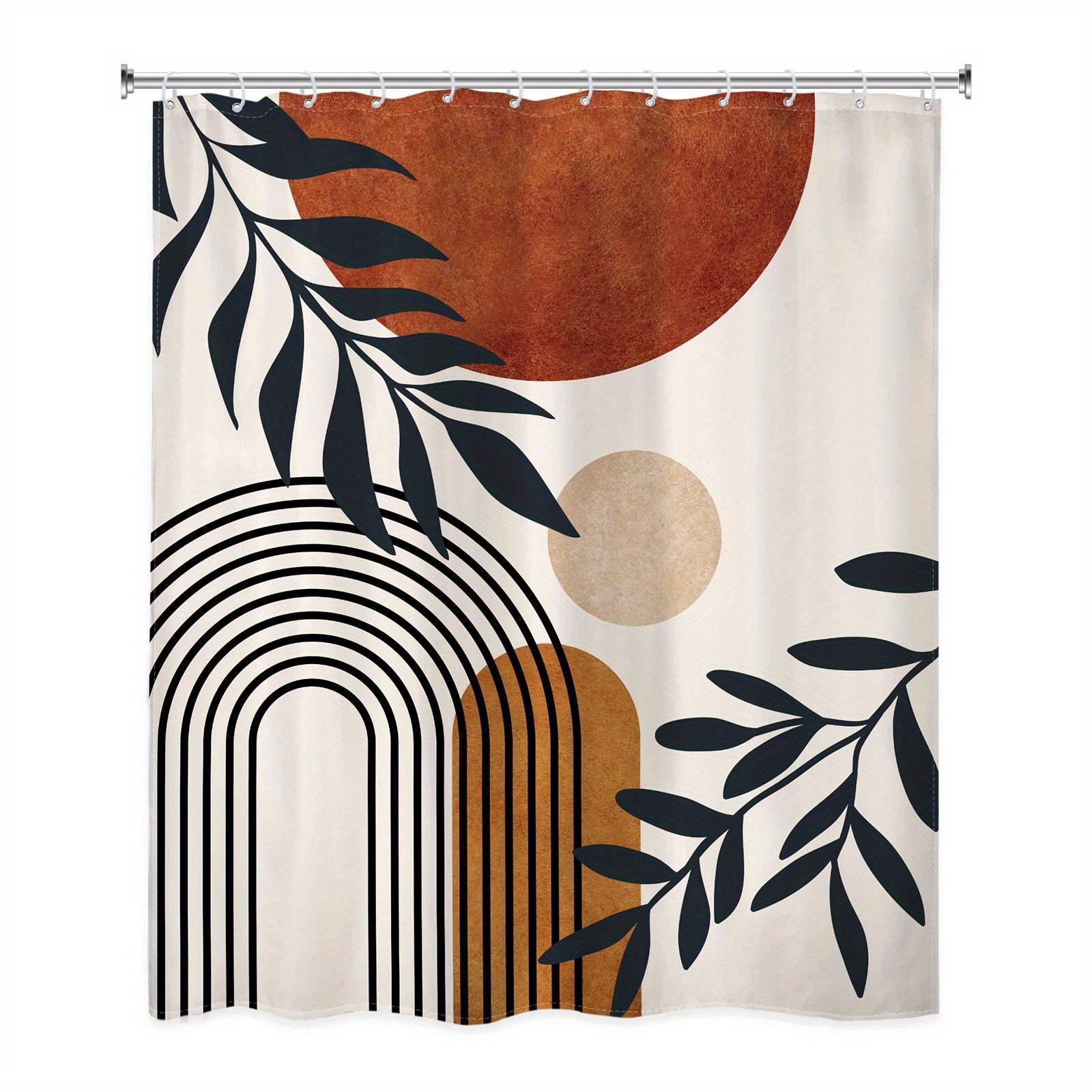 Bohemian Abstract Shower Curtain Set Waterproof with Hooks Non-Slip Bath Mat U-Shaped Toilet Mat and Bathroom Accessories