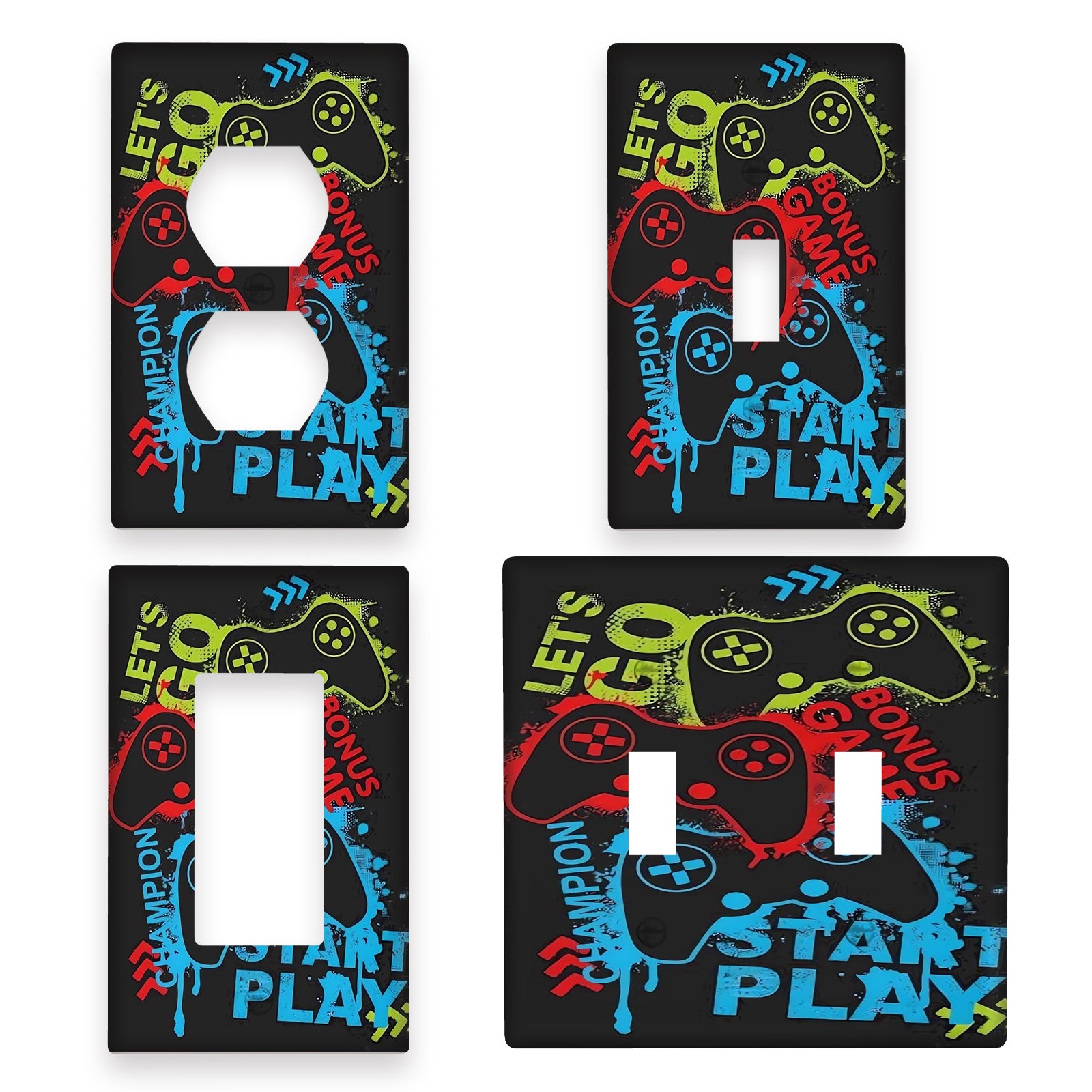 1 ta video o'yin mavzusidagi yoritgich qopqog'i o'yin xonasi dekoratsiyasi uchun, batareya kerak emas, tozalash oson - Yagona yoki ikki gang mavjud - 1 ta to'plam.