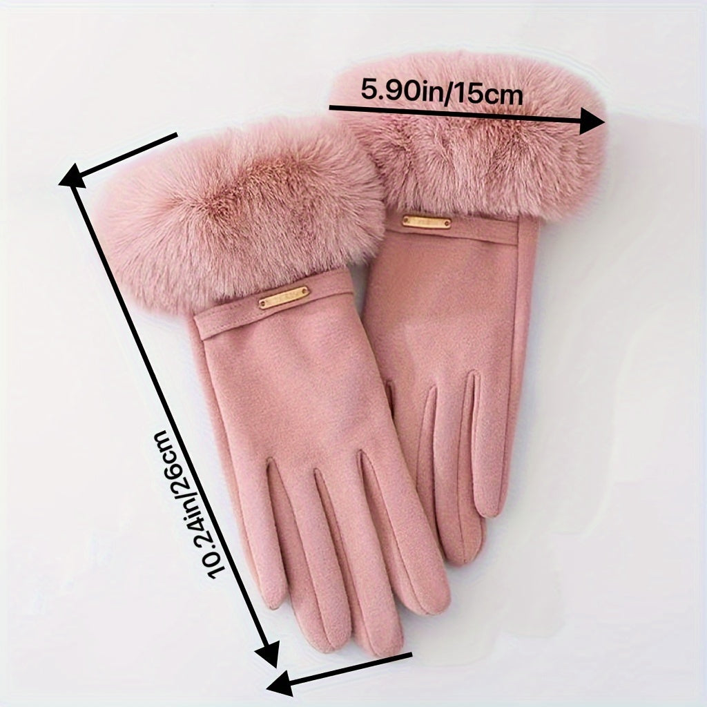 Women's Winter Gloves Soft Touchscreen Fleece-Lined Windproof Driving and Riding Gloves