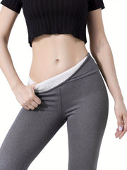 Women's High-Waist Plush-Lined Shaping Leggings Heather Gray for Fall Winter