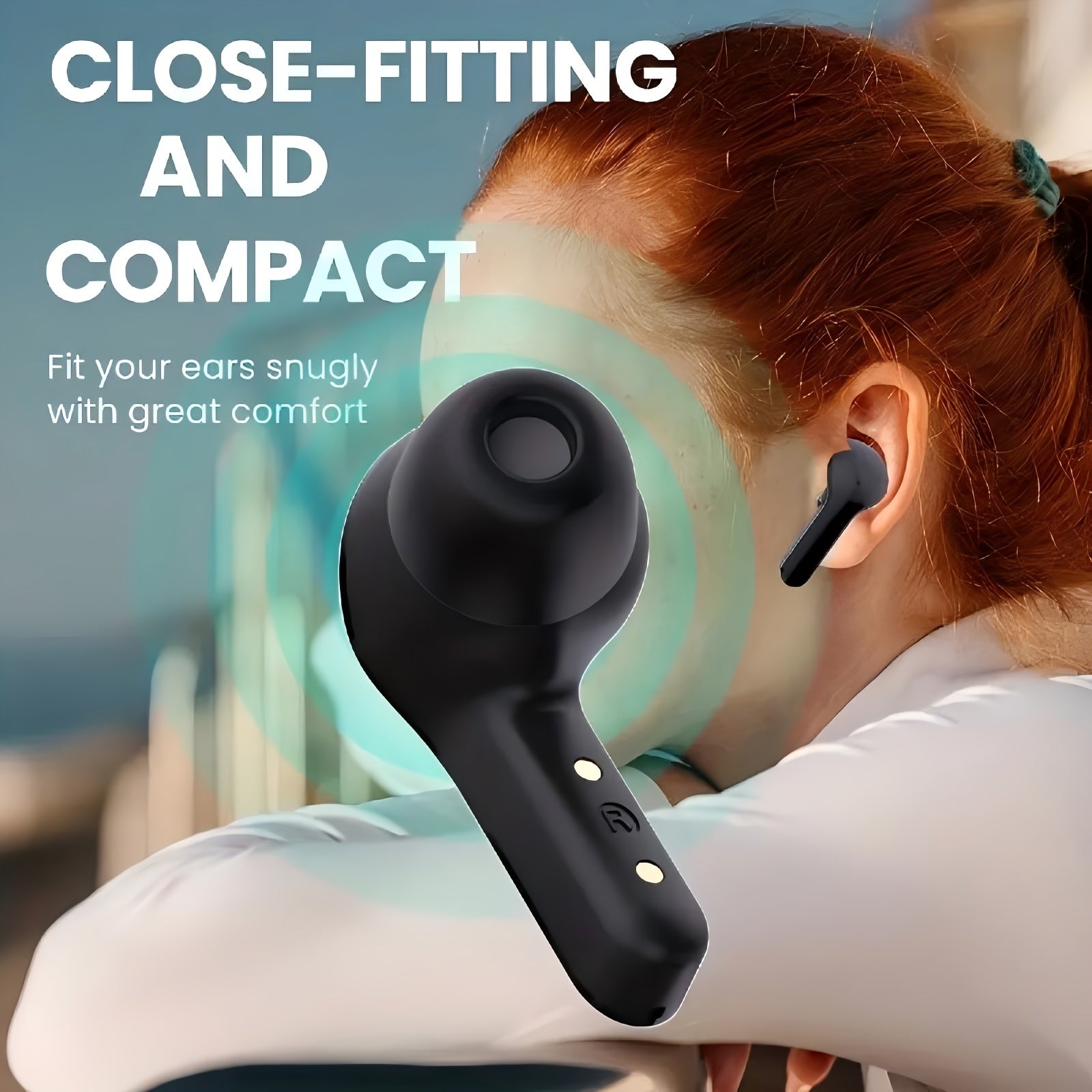 Wireless Earbuds with Battery Display Touch Control Noise Cancelling Microphone USB Type-C Charging for Calls Music Gaming