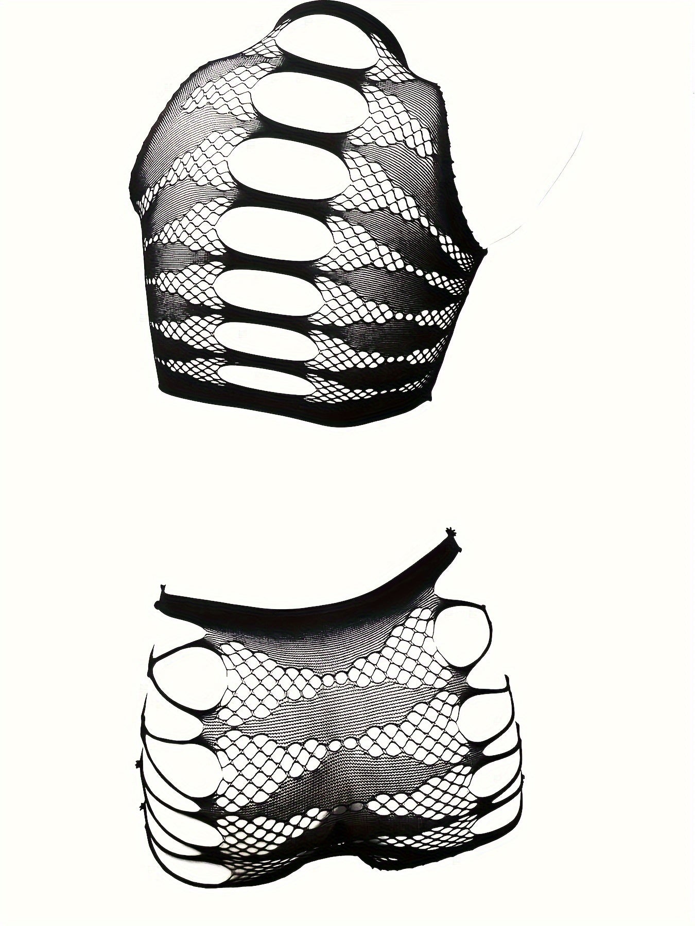 Black Lace Bodysuit and High-Waisted Shorts Set for Women