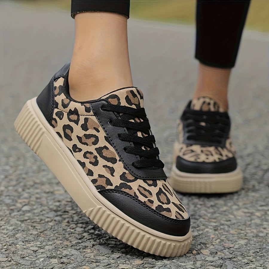 Women's Leopard Print Casual Sneakers Breathable Mesh Comfortable All-Season