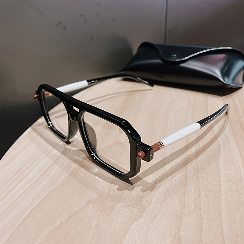 Retro Large Frame Glasses Men Women Double Bridge Stylish Eyewear for Daily Wear