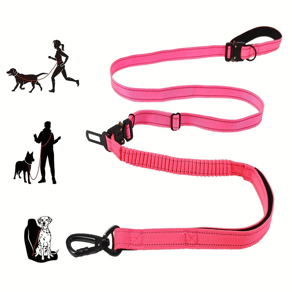 6-in-1 Hands-Free Dog Leash for Medium to Large Dogs 3.05m Striped Polyester Shock Absorbing Bungee