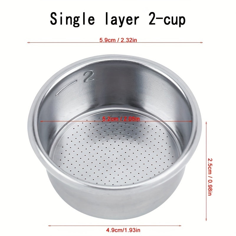 Qayta ishlatiladigan zanglamaydigan po'latdan yasalgan qahva filtri 2-chiqimli poroz savat espresso mashinalari uchun