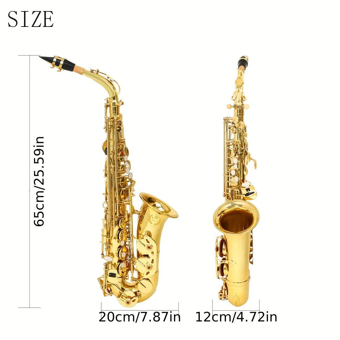 E Flat Brass Body White Shell Kalit Oltin Yuzali bilan Alto Saxofon va Kassa