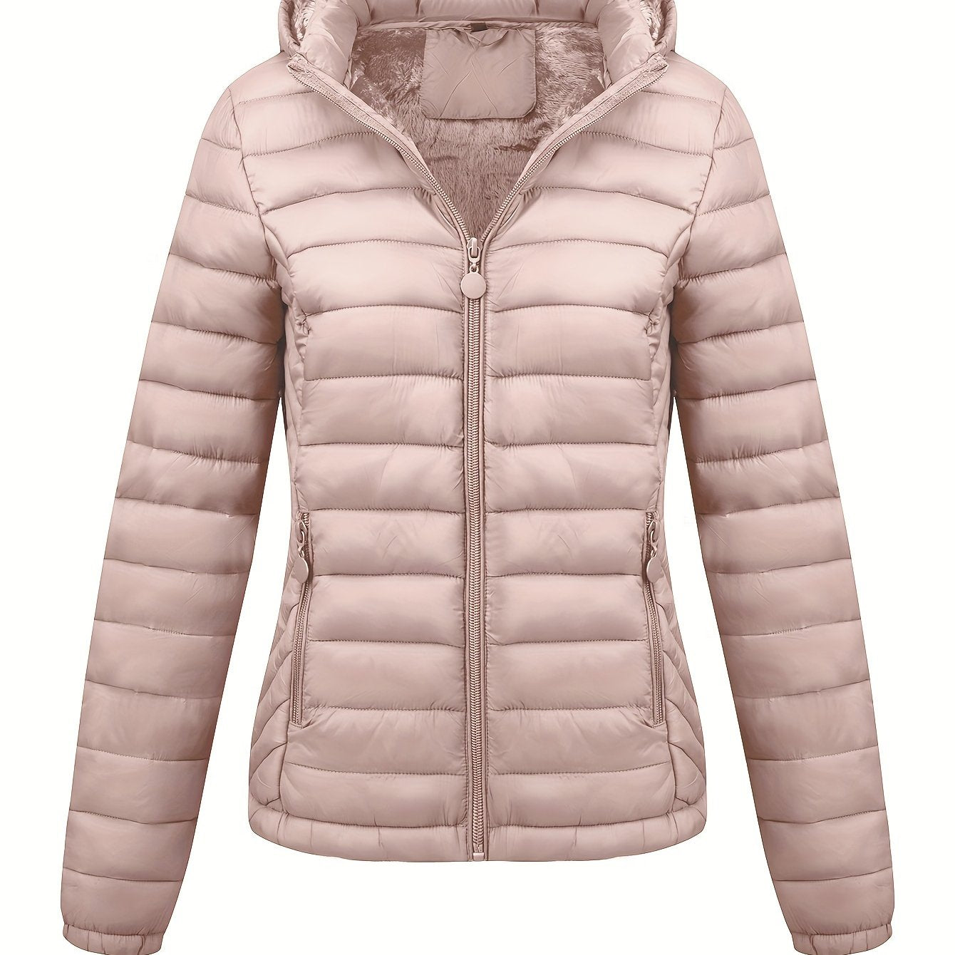 Women's Hooded Coat Lightweight Waterproof Casual Autumn Winter Puffer with Pockets