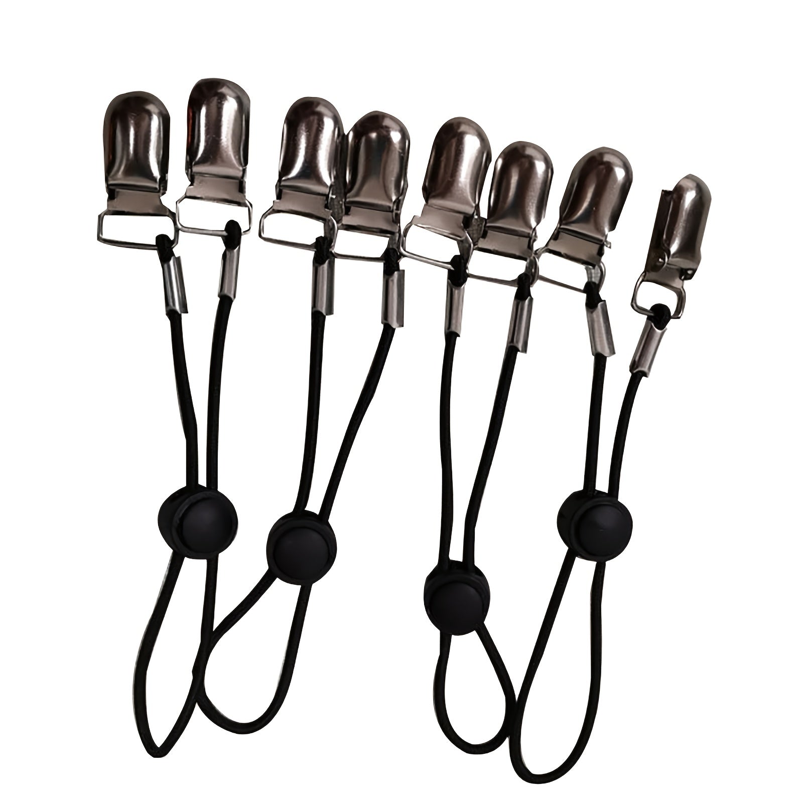 Set of 4 Adjustable Bed Sheet Fasteners Non-Slip Elastic Clips Black