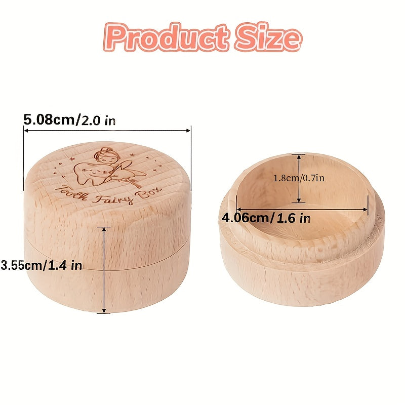 Shaxsiylashtirilgan yog'och tish farishtasi saqlash qutisi, pushti, maxsus gravirovka bilan bolalar uchun sovg'a