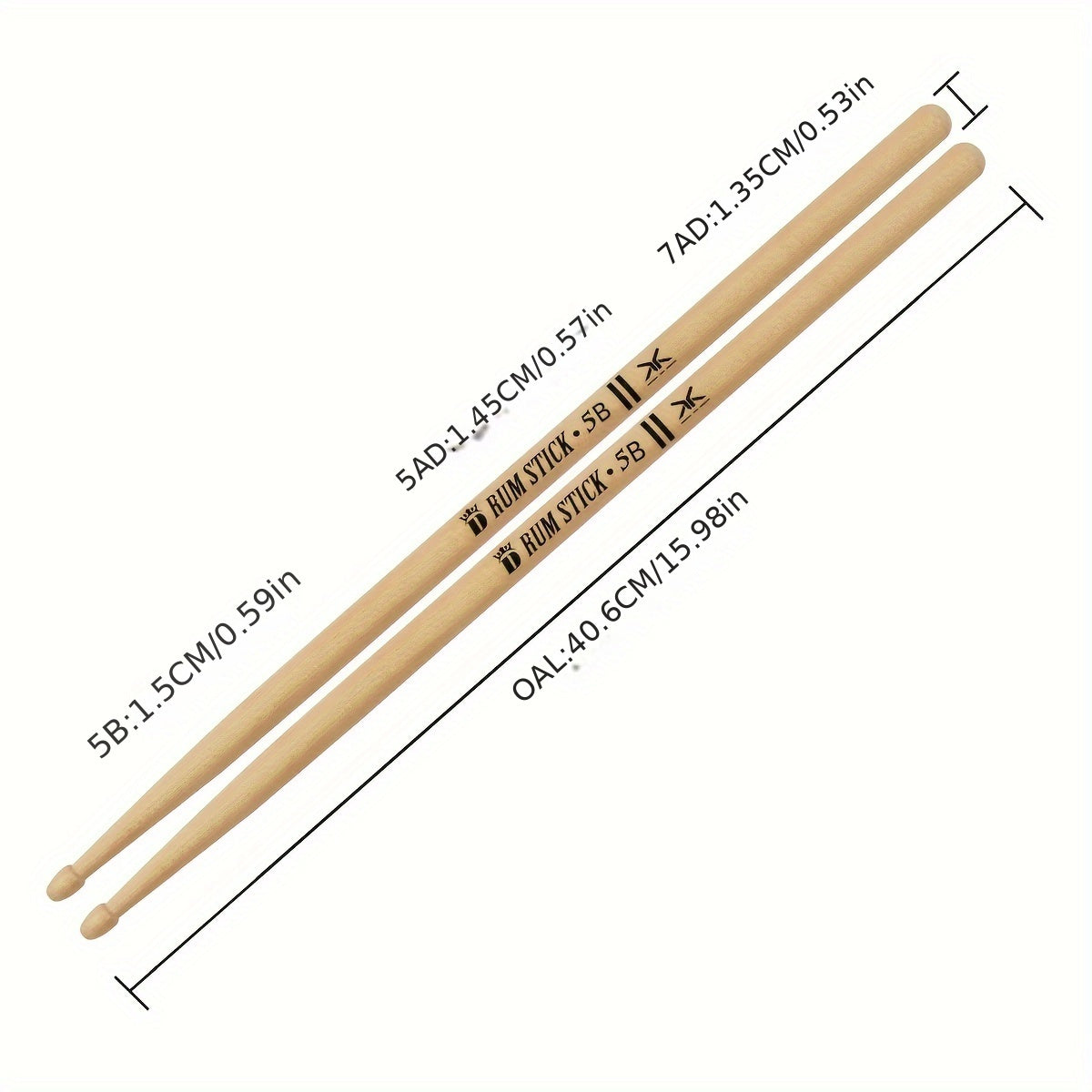 Maple Drumsticks 5B Size Khaki Unbranded Professional Percussion Accessories