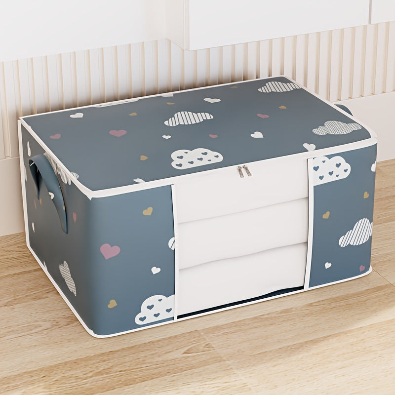 Large Capacity Foldable Storage Box with Utility Hooks Waterproof Fabric Organizer for Clothes Toys Quilts