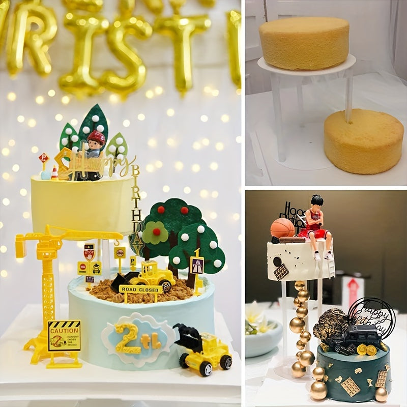 Kit de apilado de pasteles de plástico reutilizable, seguro para alimentos, con pasadores ajustables para pasteles en capas