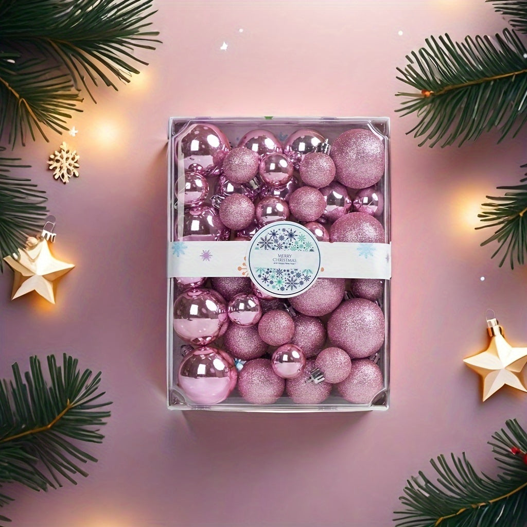 Paquete de 42 adornos de Navidad de glitter dorado de plástico para árbol navideño