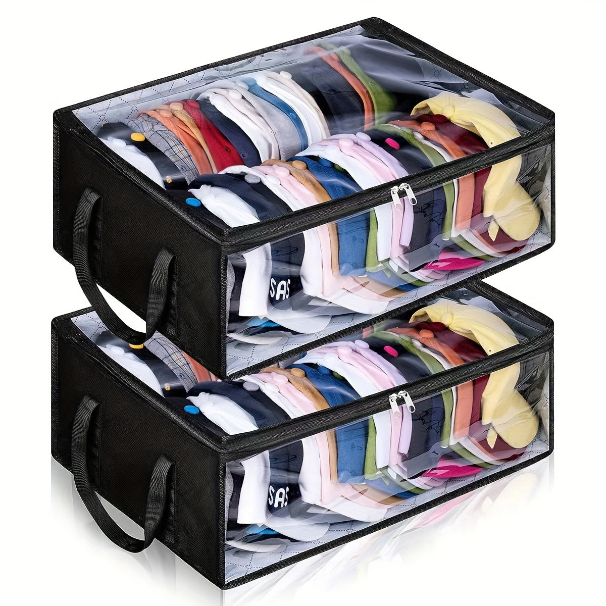 2 Pieces Hat Storage Dust Bags Foldable Organizer with Transparent Lid and Windows