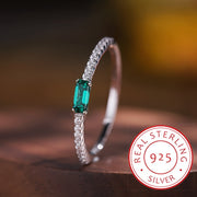 Green Cubic Zirconia Sterling Silver Oval Ring for Women