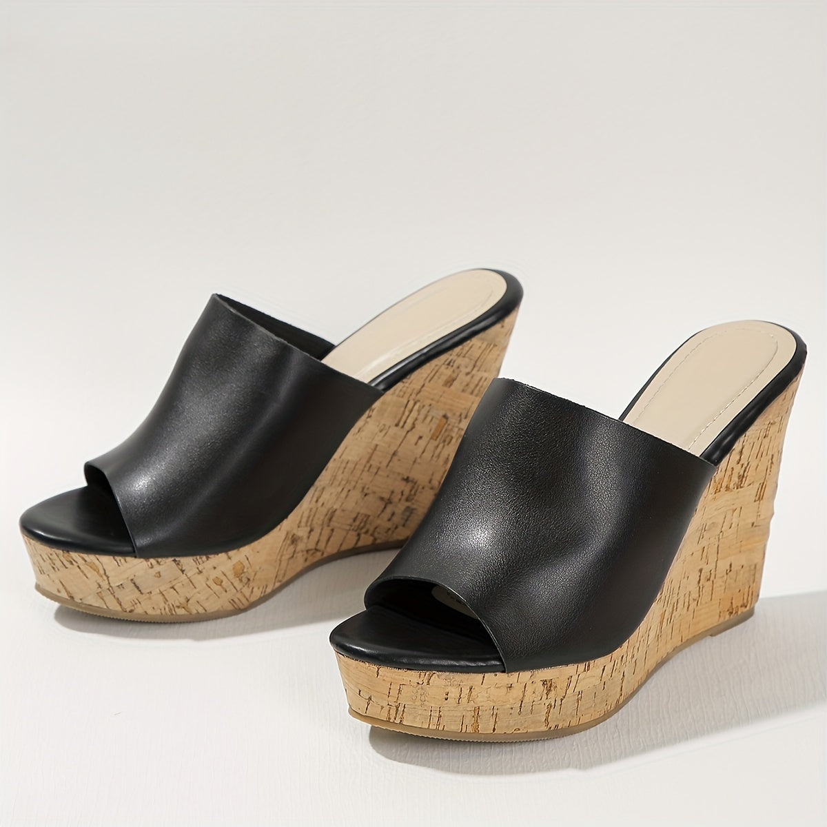 Women's Wedge Sandals Open Toe Slip-On Summer Platform Peep Toe Strappy