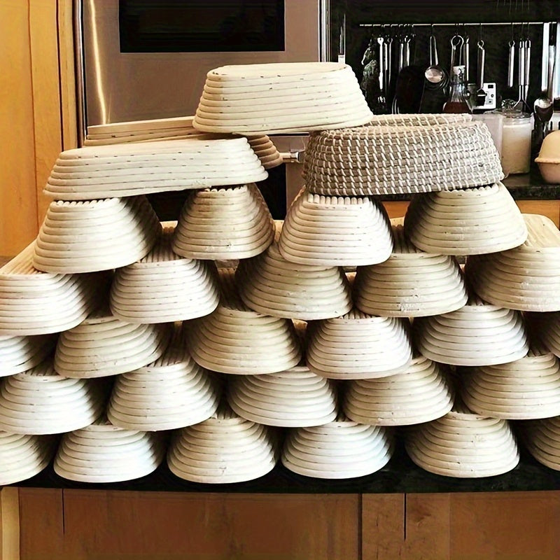 Rattan Bread Proofing Basket with Liner Cloth for Sourdough Dough Fermentation