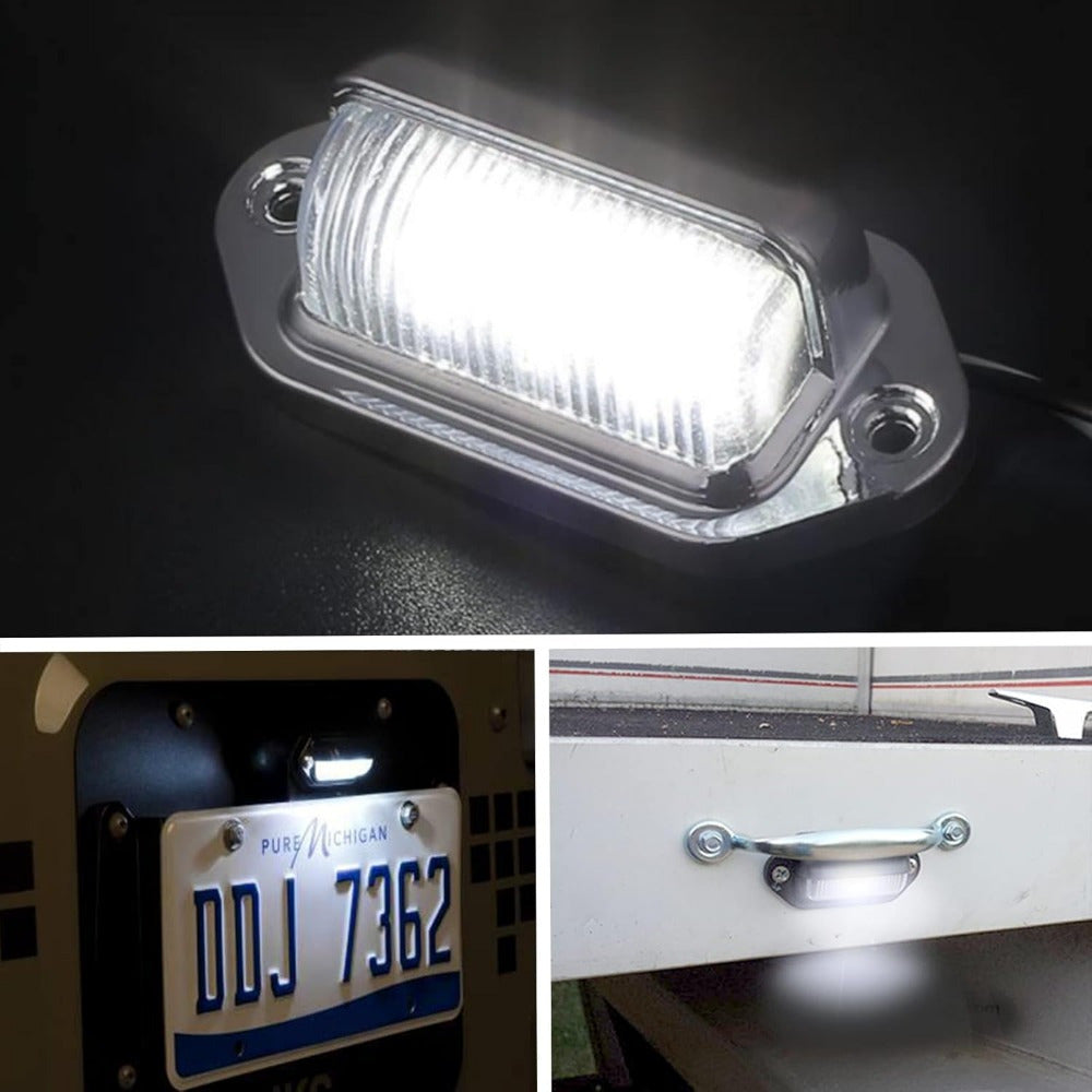 2PCS Xenon White LED License Plate Lights 12V-24V DC 6-SMD for Truck SUV Van
