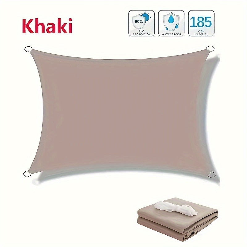 Khaki Outdoor Shade Sail Rectangular UV-Blocking Waterproof Polyester 3x5m
