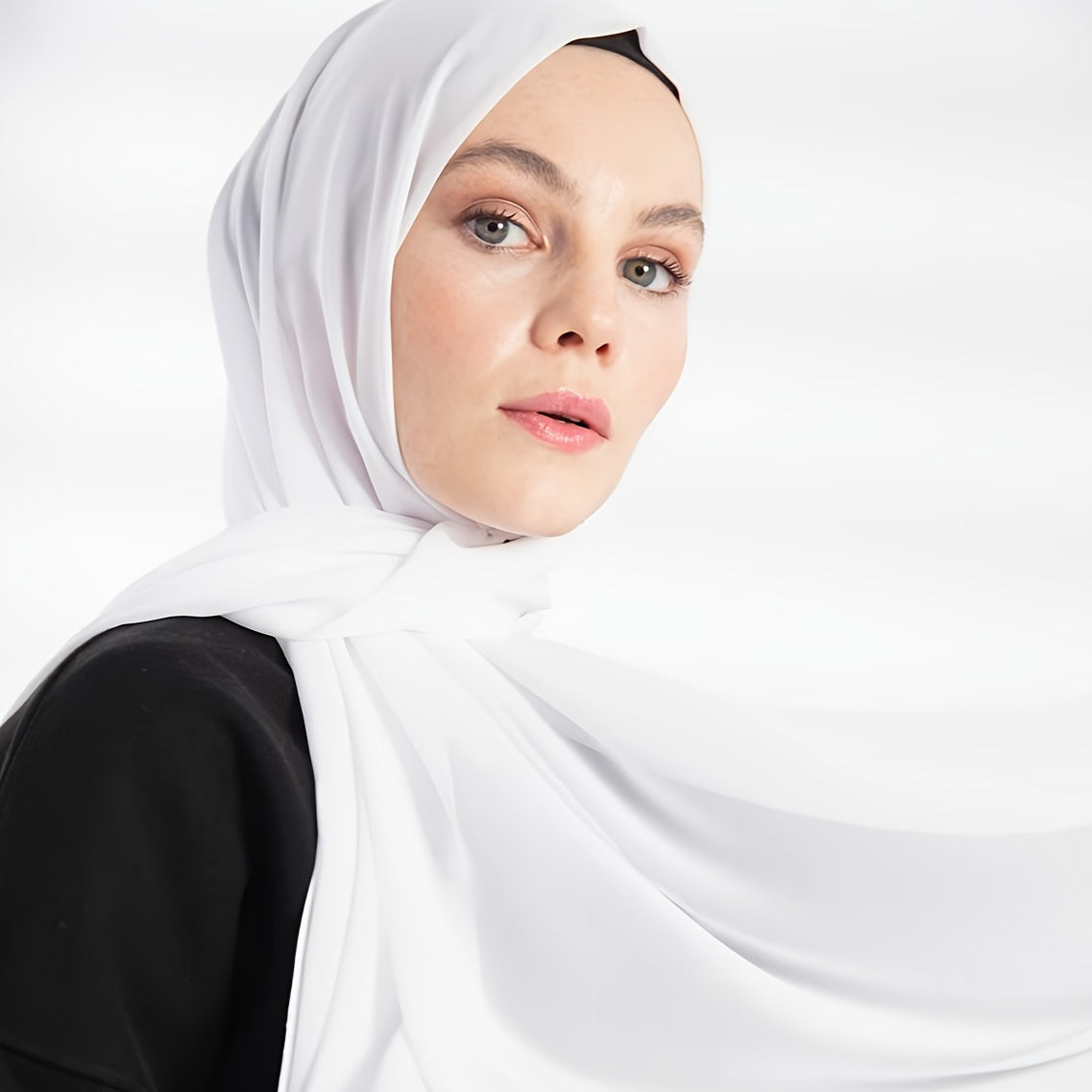 Solid Color Chiffon Hijab Lightweight Stylish Scarf for Women Eid Celebration