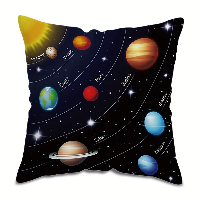 Double-Sided Solar System Throw Pillow Cover 45cm Woven Decorative Cushion Case for Home