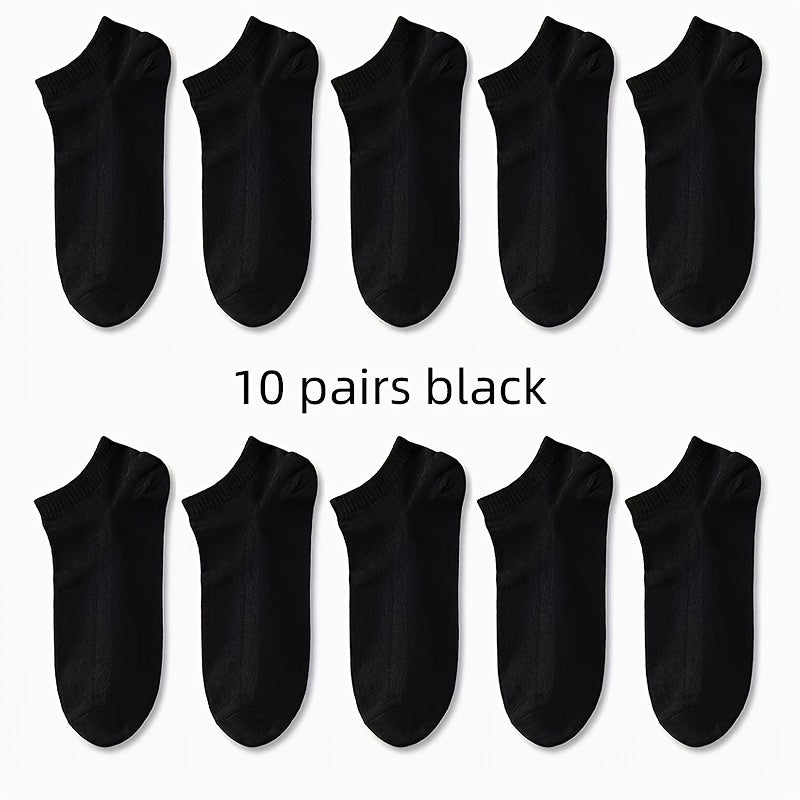 Unisex Solid Color Short Socks 20 Pairs Breathable Comfortable All Seasons