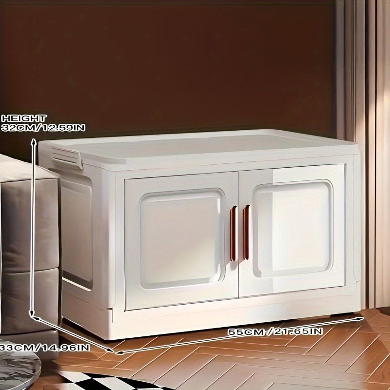 Foldable Storage Cabinet on Wheels Weatherproof Dustproof Bug-proof with Magnetic Doors for Home Use