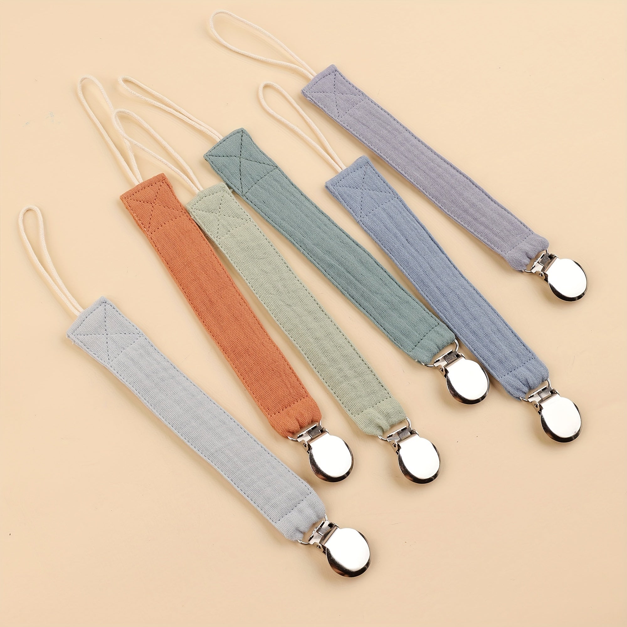 Baby Soother Chain Set of 4 for Ages 0-3 Stainless Steel Clips Various Colors