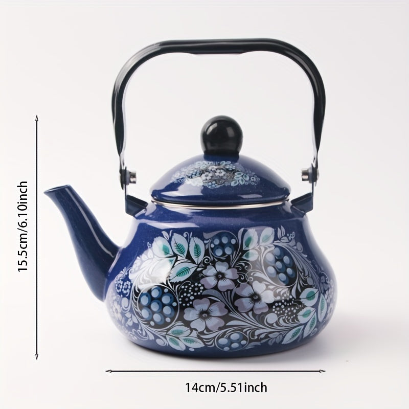 Hervidor de esmalte en forma de pera con arándano para té, café, leche 1.5L
