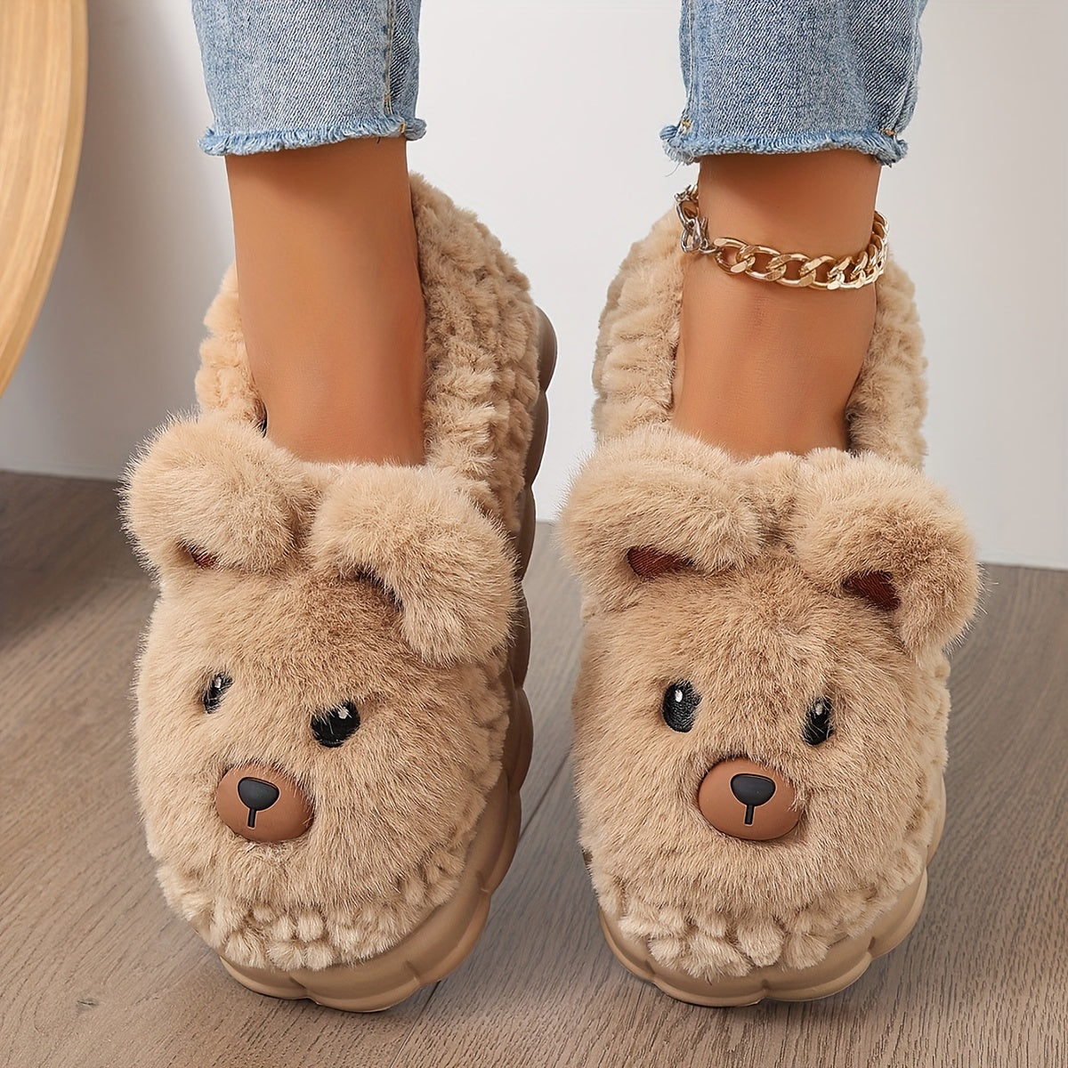 Women's Fleece-Lined Winter Shoes Non-Slip Indoor Cartoon Animal