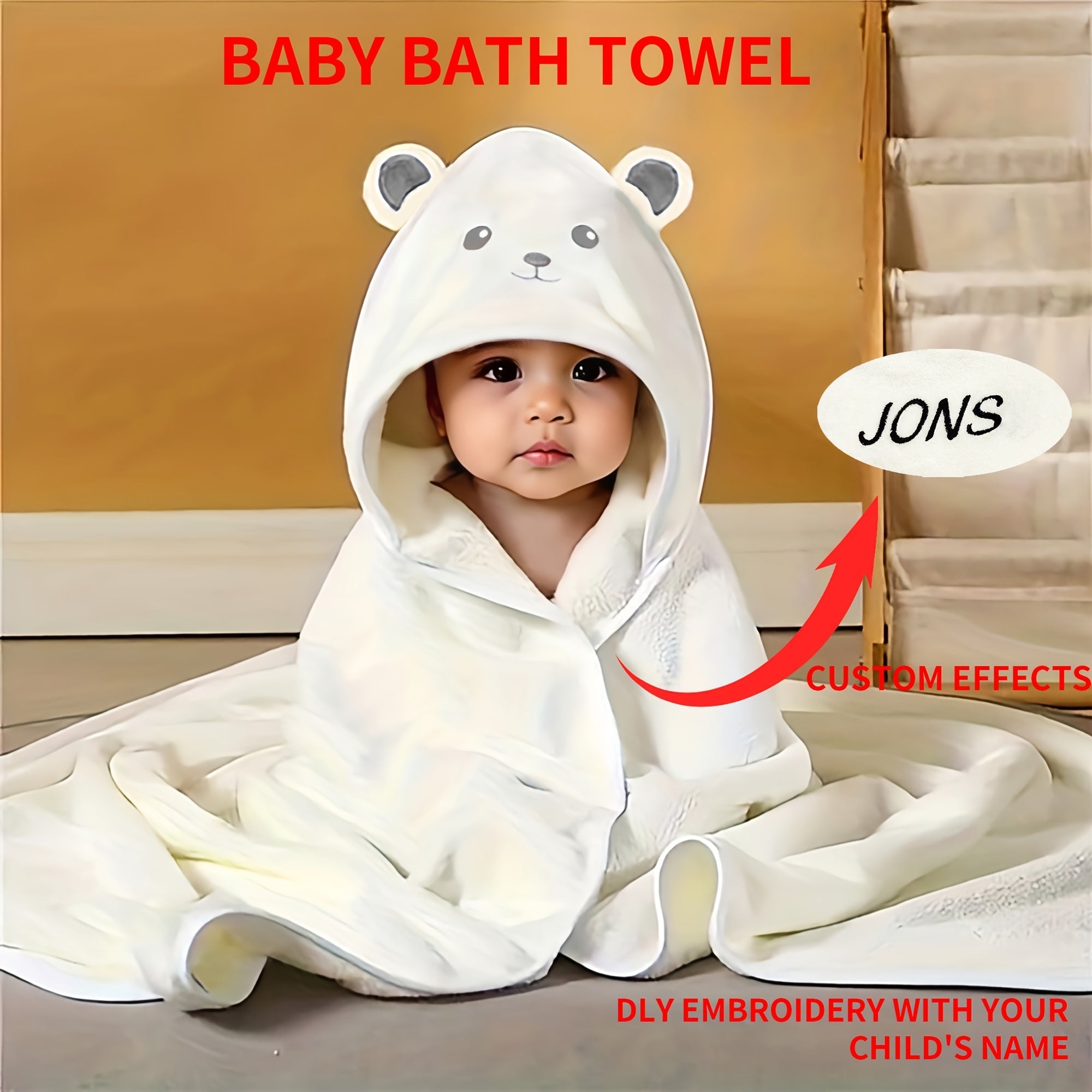 Kids Personalized Bath Towel Ultra-Fine Polyester Embroidered with Name in Multiple Colors