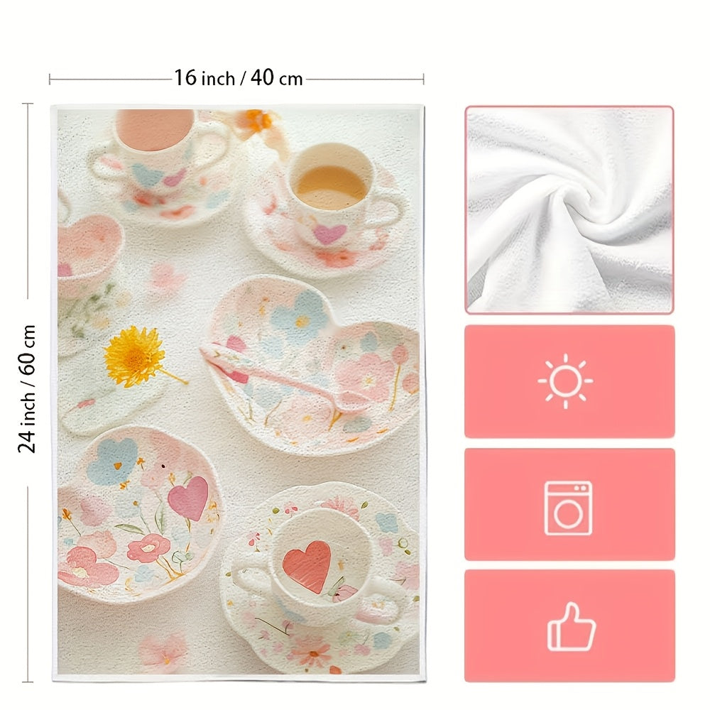 Набор из 2 ультрамягких кухонных полотенец, тарелки для салата с тематикой любви для легкого обеда, высокоабсорбирующие полотенца для рук для праздничного декора, машинная стирка, 16x24 дюйма - 2KYSMF1214072