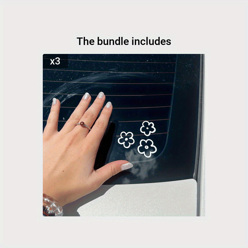 3-Piece Vinyl Floral Car Mirror Decal Set Waterproof Bumper Decorations