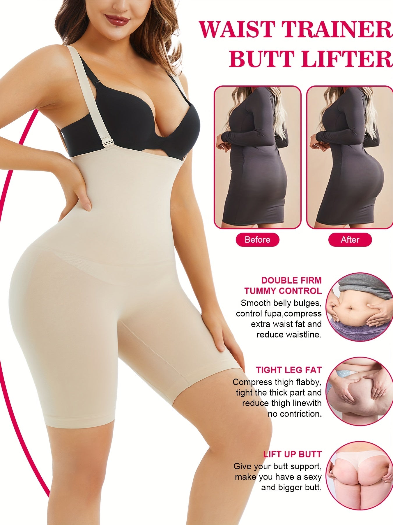 Women High Waist Compression Shorts Shapewear Tummy Control Butt Lift Solid Color