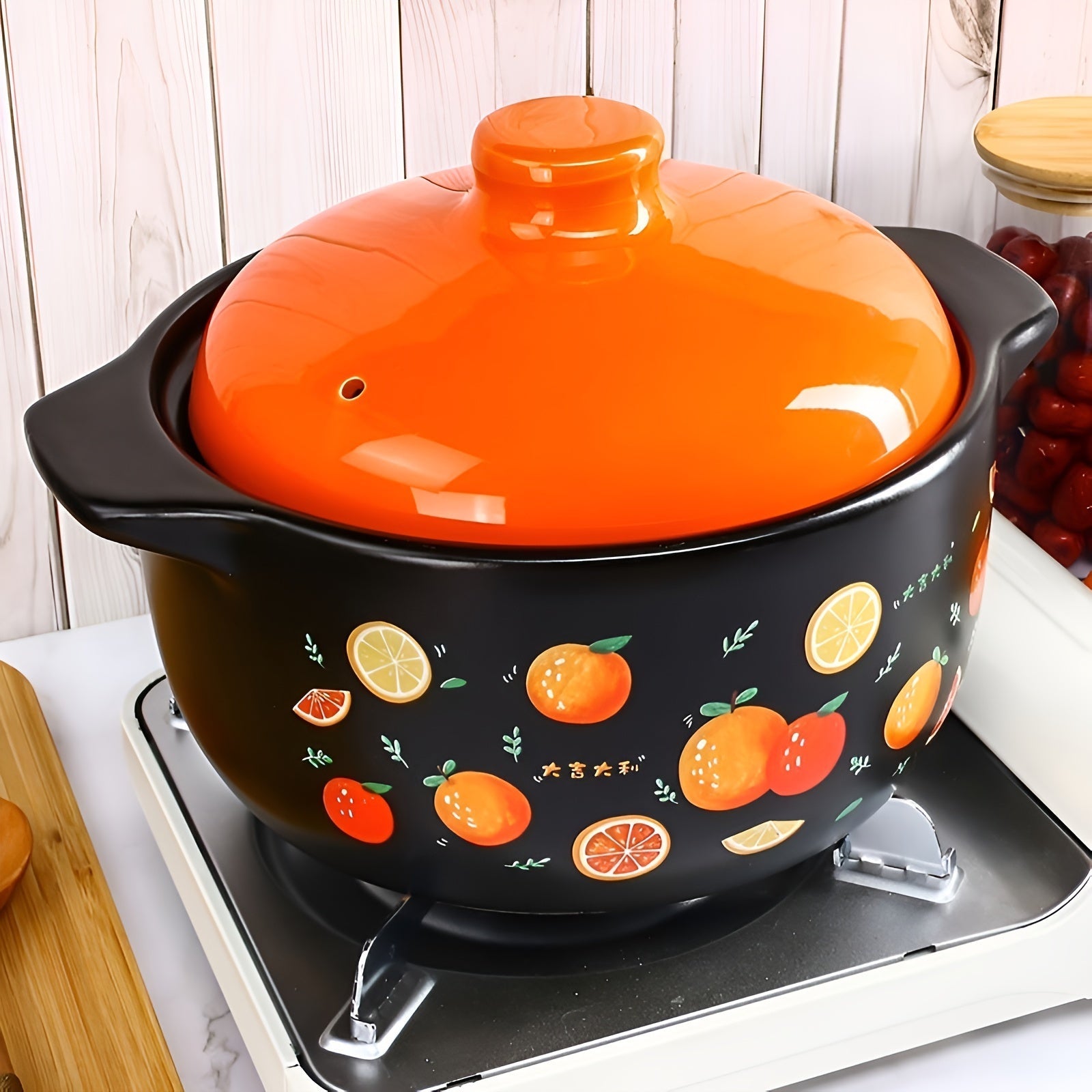 Gran cazuela de cerámica ovalada para sopas y guisos, para cocinas de gas e inducción