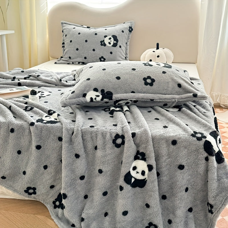 Soft Flannel Throw Blanket with Cozy Panda Design for All Seasons