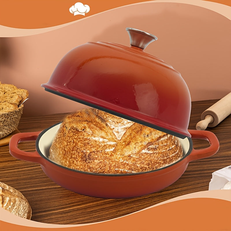 Teal Enameled Cast Iron Dutch Oven 9.5-Inch Round Bread Baking Pot