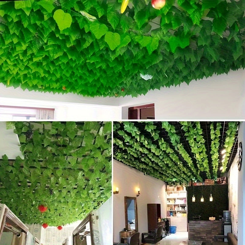 Artificial Grape Vine Decorations Set with 20 Leaves for Home Garden Party and Restaurant