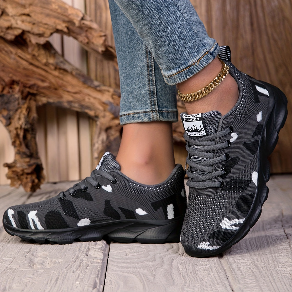 Women's Camo Mesh Sneakers Lightweight Non-Slip Running Shoes