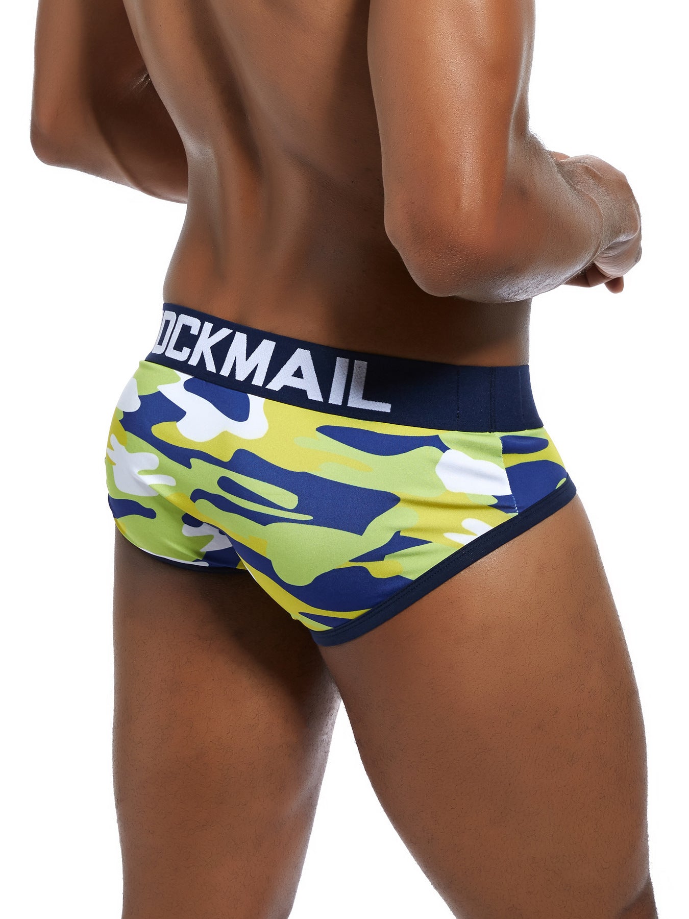 Men's Camo Print Low-Rise Briefs Breathable Polyester Stretch Underwear with Contrast Trim