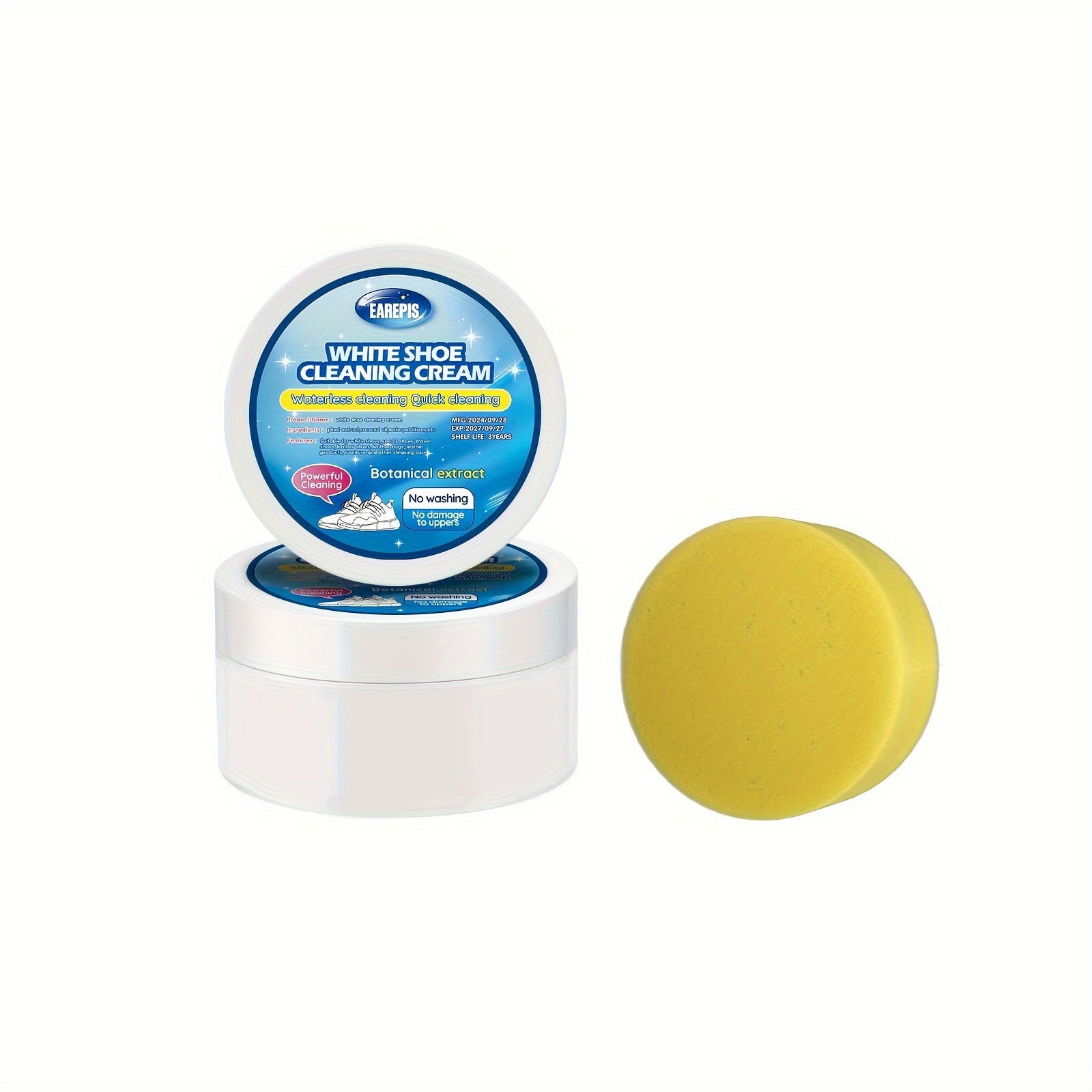 Tez Ta'sirli Oq Poyabzal Kreml - Dog'larni olib tashlaydi va oq rangni tiklaydi, Krossovkalar, Kanvas va Sun'iy Materiallar uchun ideal - Qo'shimcha Tozalash Gubkasi bilan qulay yuvishsiz formula