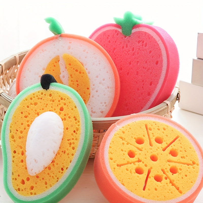 Thickened Sponge Scouring Pad Set with 4 Fruit-Inspired Designs for Cleaning