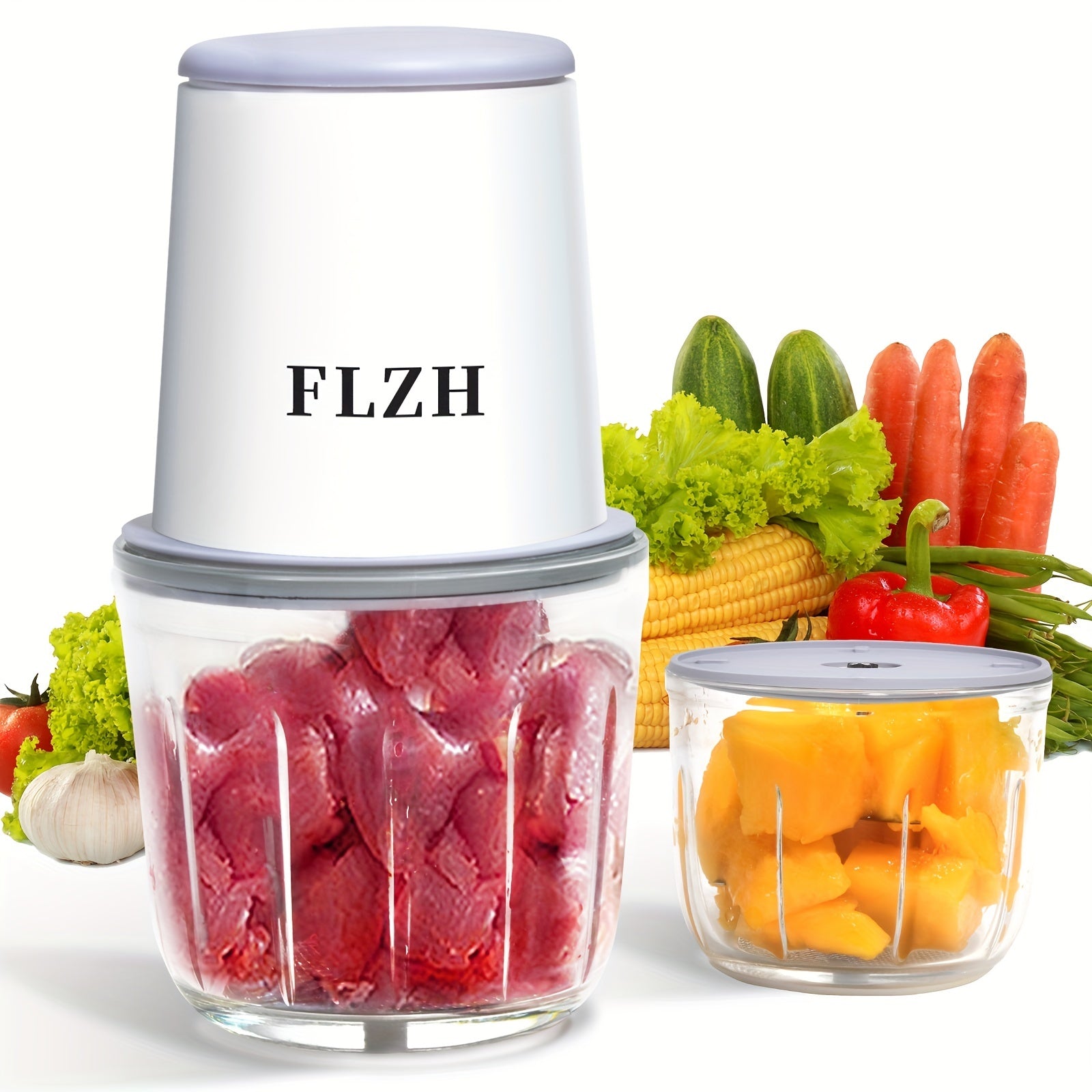 Electric Meat Grinder and Food Processor 600ML Glass Cup Rechargeable 148W