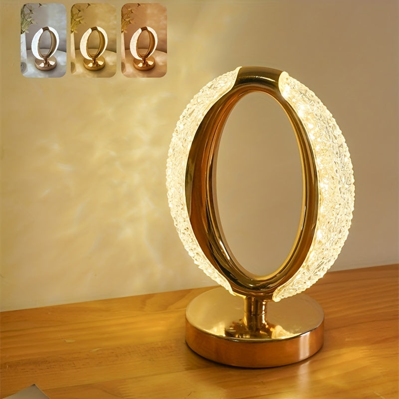 Crystal Touch Control Desk Lamp with Adjustable Color Temperature and USB Rechargeable
