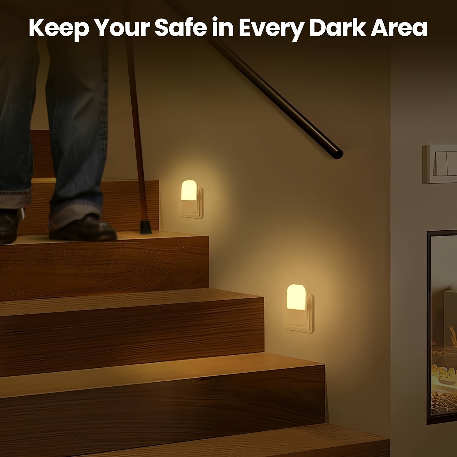 Half Set Smart LED Night Light Wall Sconce Warm White Adjustable Sensor for Bedroom Bathroom Kitchen Hallway