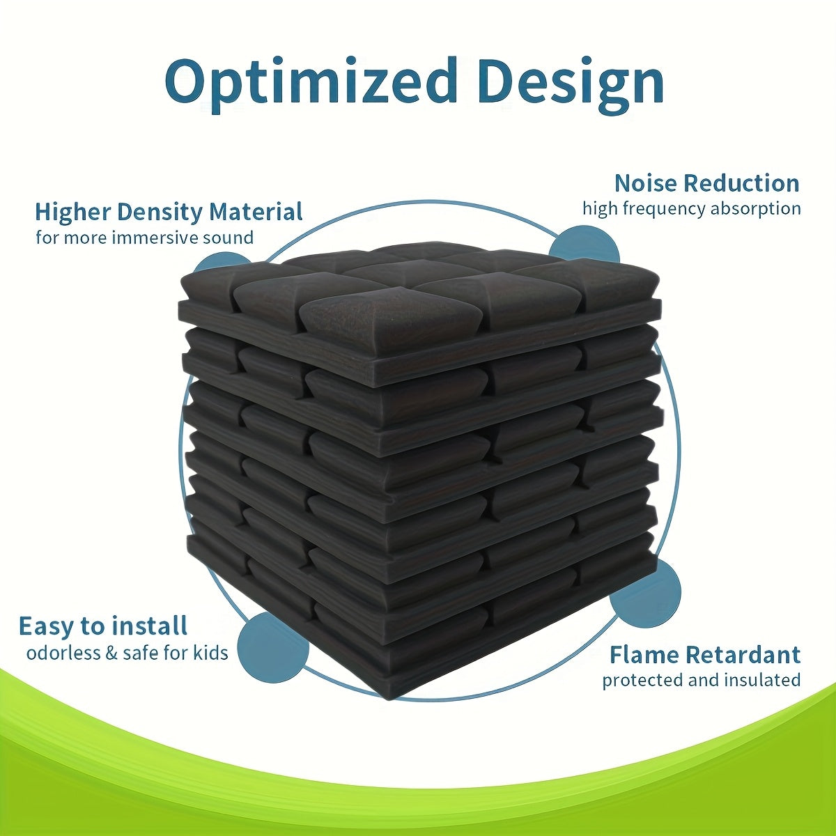 Paquete de 24 paneles de espuma acústica 30.48x30.48x5.08 cm, baldosas de pared insonorizadas para oficina y estudio, negro y gris